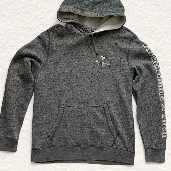 Abercrombie & Fitch Grey Hoodie Medium Embroidered Logo - Picture 1 of 6